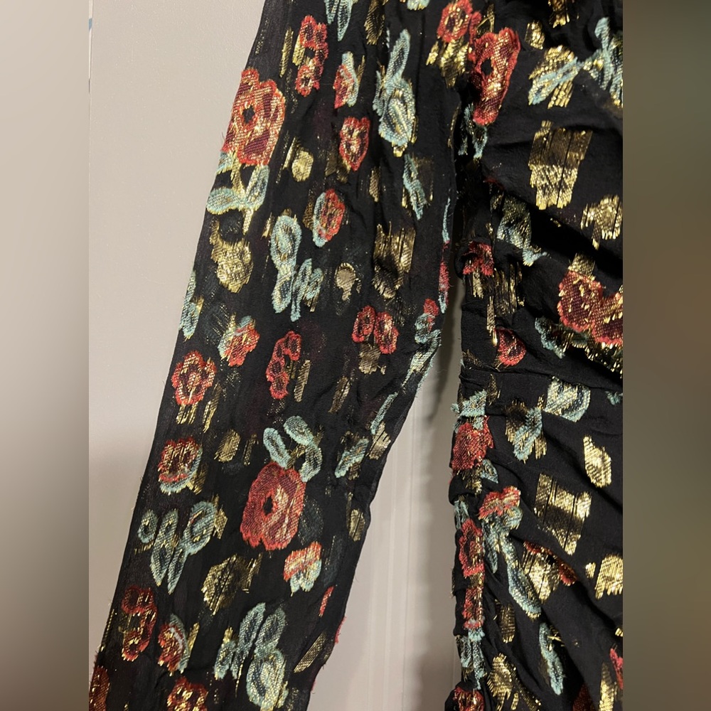 Veronica Beard Magg Floral Roses Ruched Silk Dress 6 - Picture 4 of 12